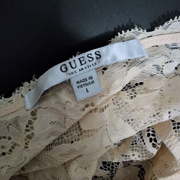 NWOT Aus L Guess Pink Cream Lace Lace Up Bodysuit - Picture 12 of 13